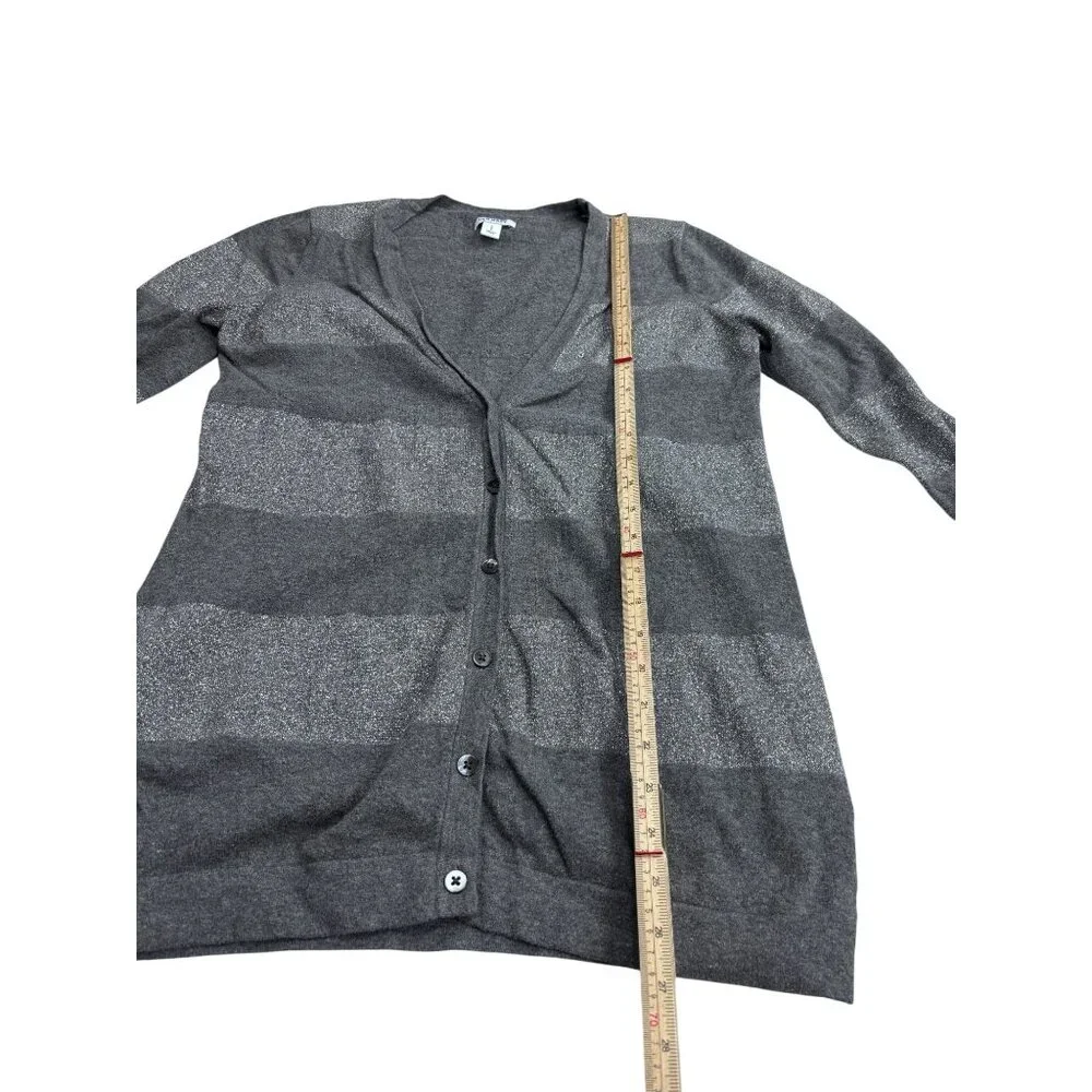Old Navy Womens Gray Striped Button-Up Cardigan Sweater L - Picture 7 of 10
